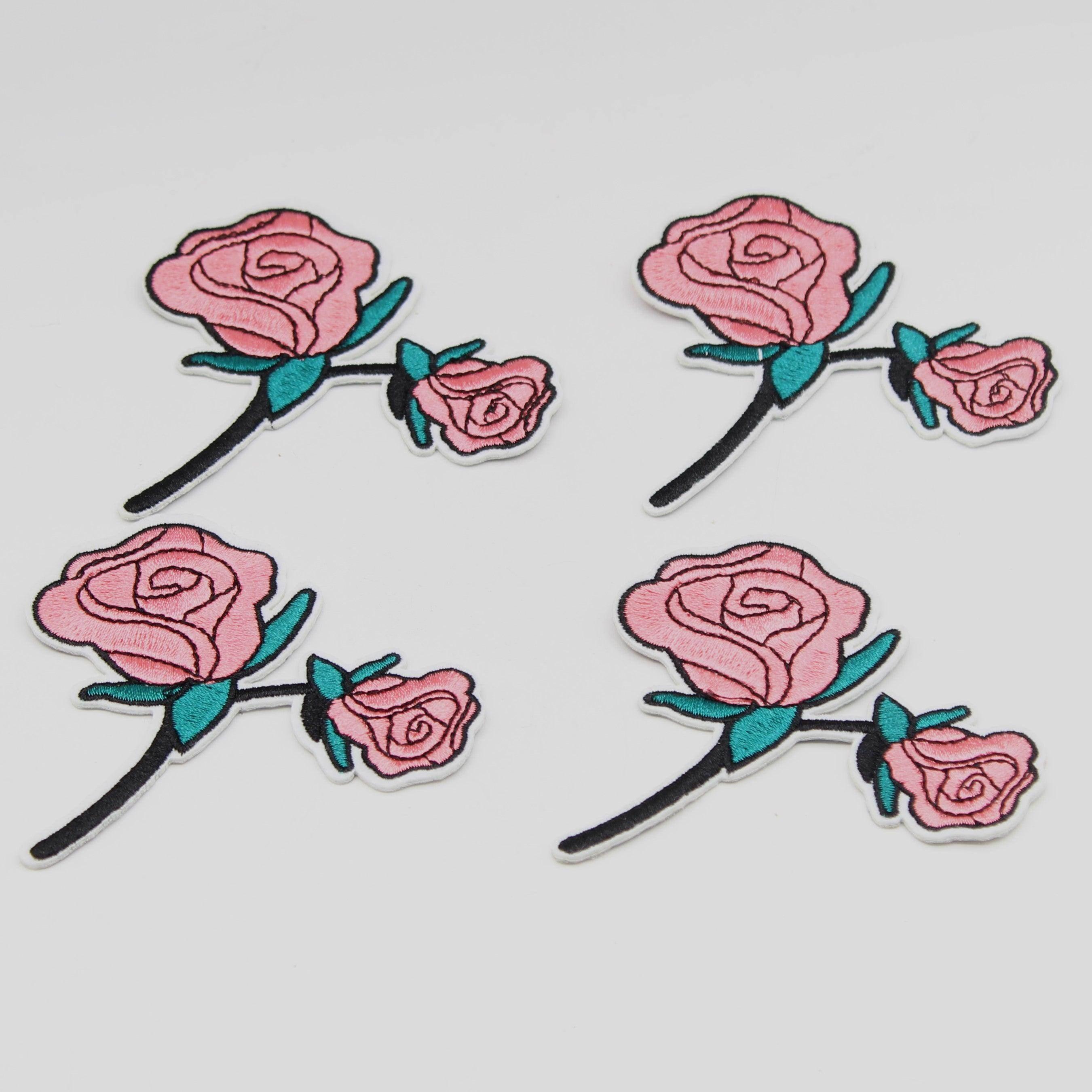 Pink iron-on flower patch, customize clothes and accessories 8cm#APP1220 - ACCESSOIRES LEDUC BV