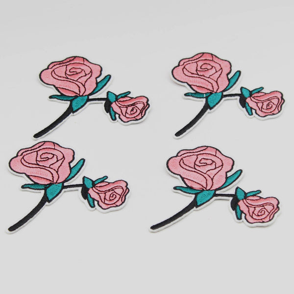 Pink iron-on flower patch, customize clothes and accessories 8cm#APP1220 - ACCESSOIRES LEDUC BV