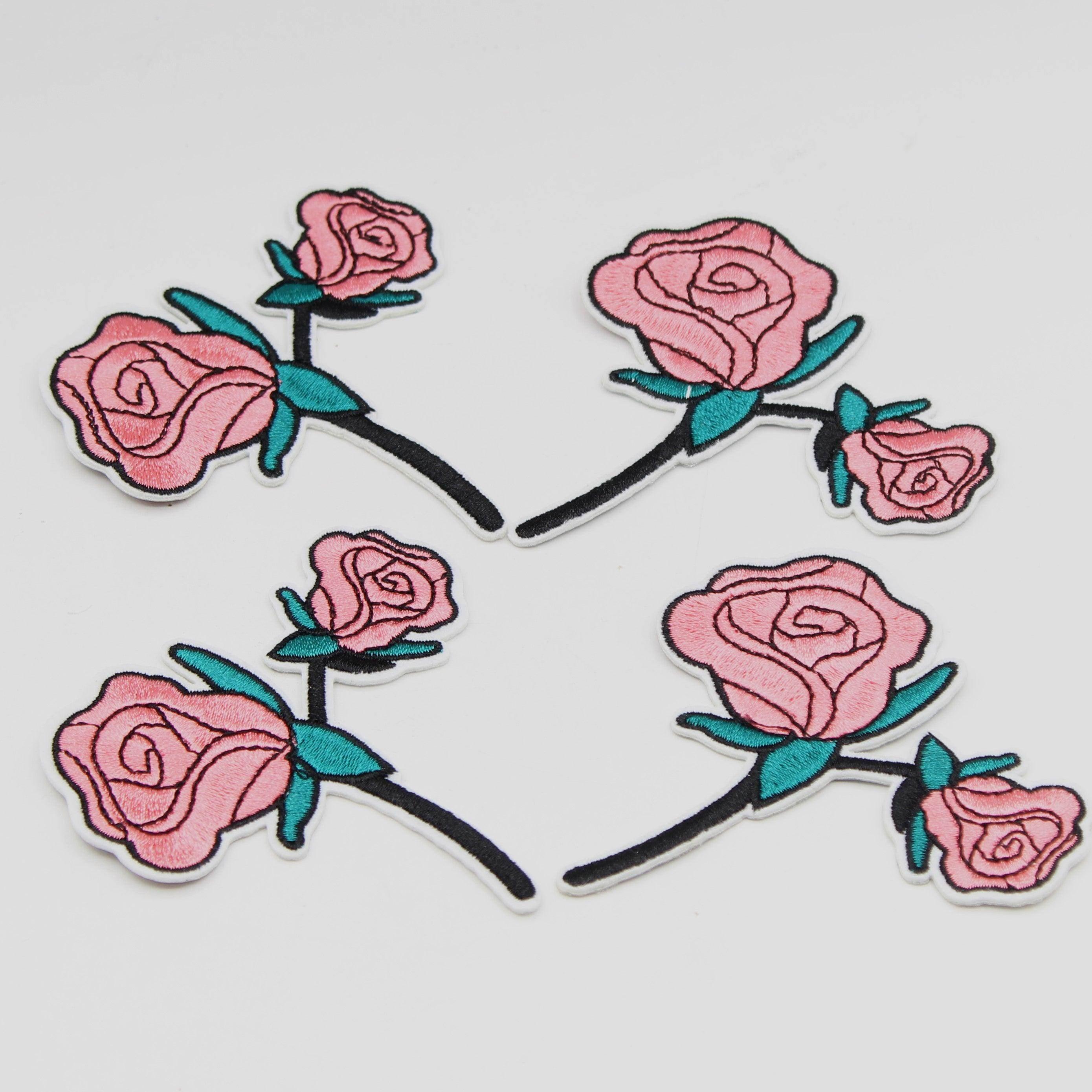 Pink iron-on flower patch, customize clothes and accessories 8cm#APP1220 - ACCESSOIRES LEDUC BV