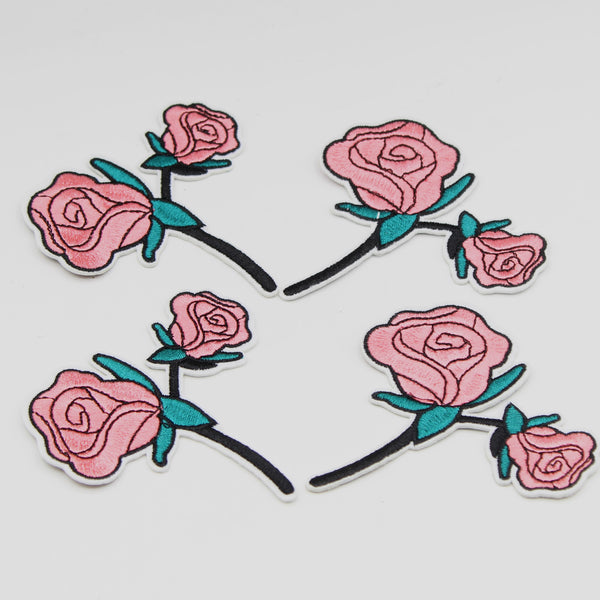 Patch fleur thermocollant rose, customiser vêtements et accessoires 8cm#APP1220