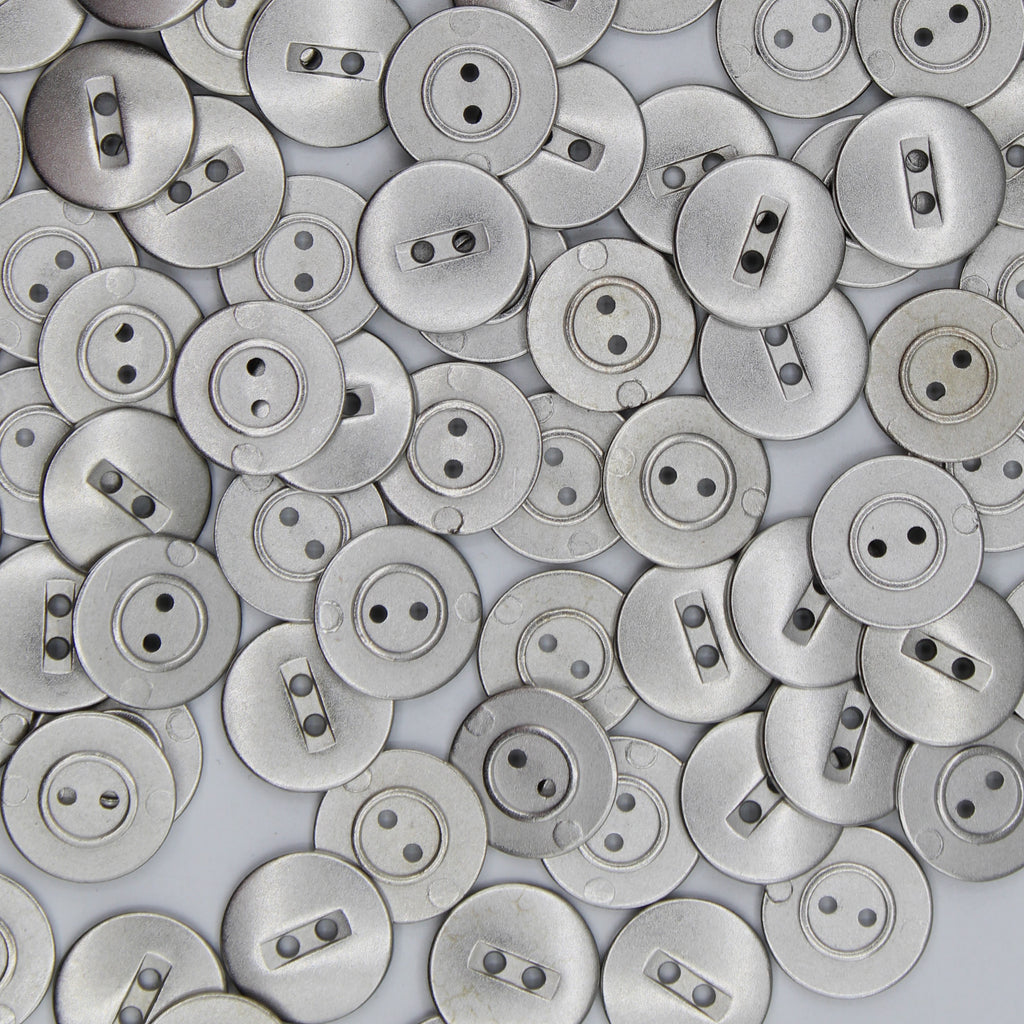 Silver Metal Buttons with two Holes, Flat Buttons in ZAMAK, 18MM