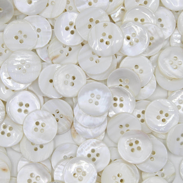 100 pcs. 4 Holes Shell Button, White Shell Button 12 and 20MM, Rivershell#KS4504 - ACCESSOIRES LEDUC BV