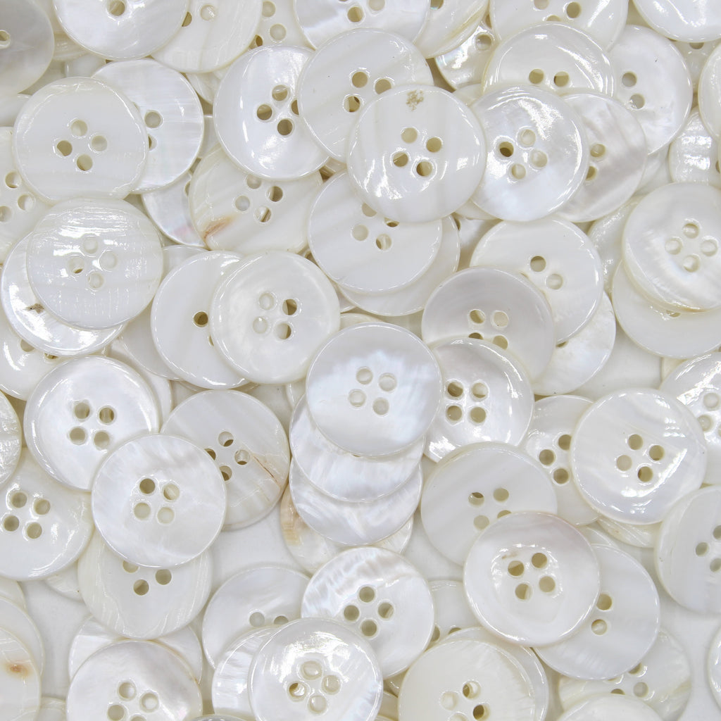 100 uds. Botón de concha de 4 agujeros, botón de concha blanca de 12 y 20 mm, Rivershell#KS4504