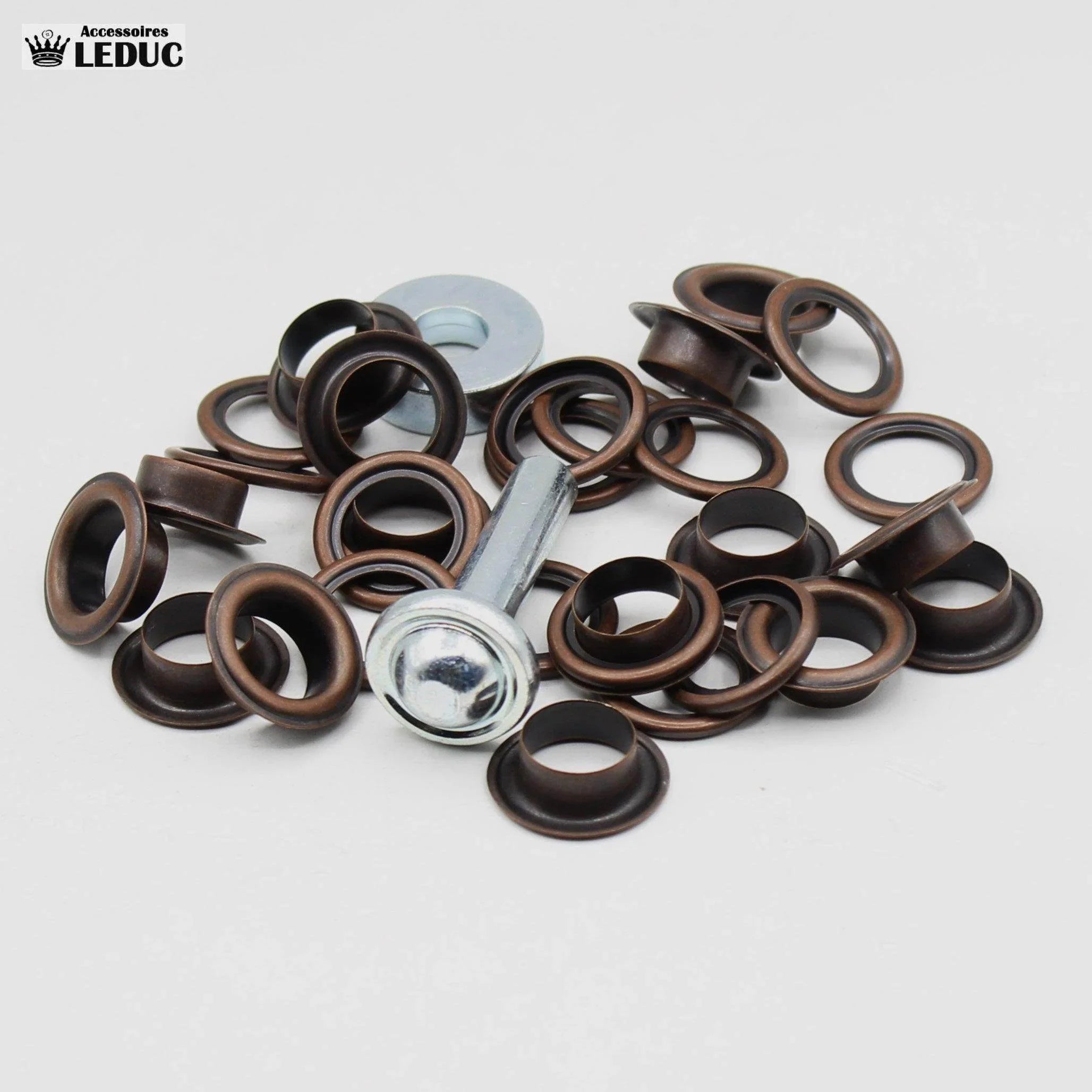 Eyelets Gold , Silver, Bronze, Gunmetal and Rust with Tool - ACCESSOIRES LEDUC BV