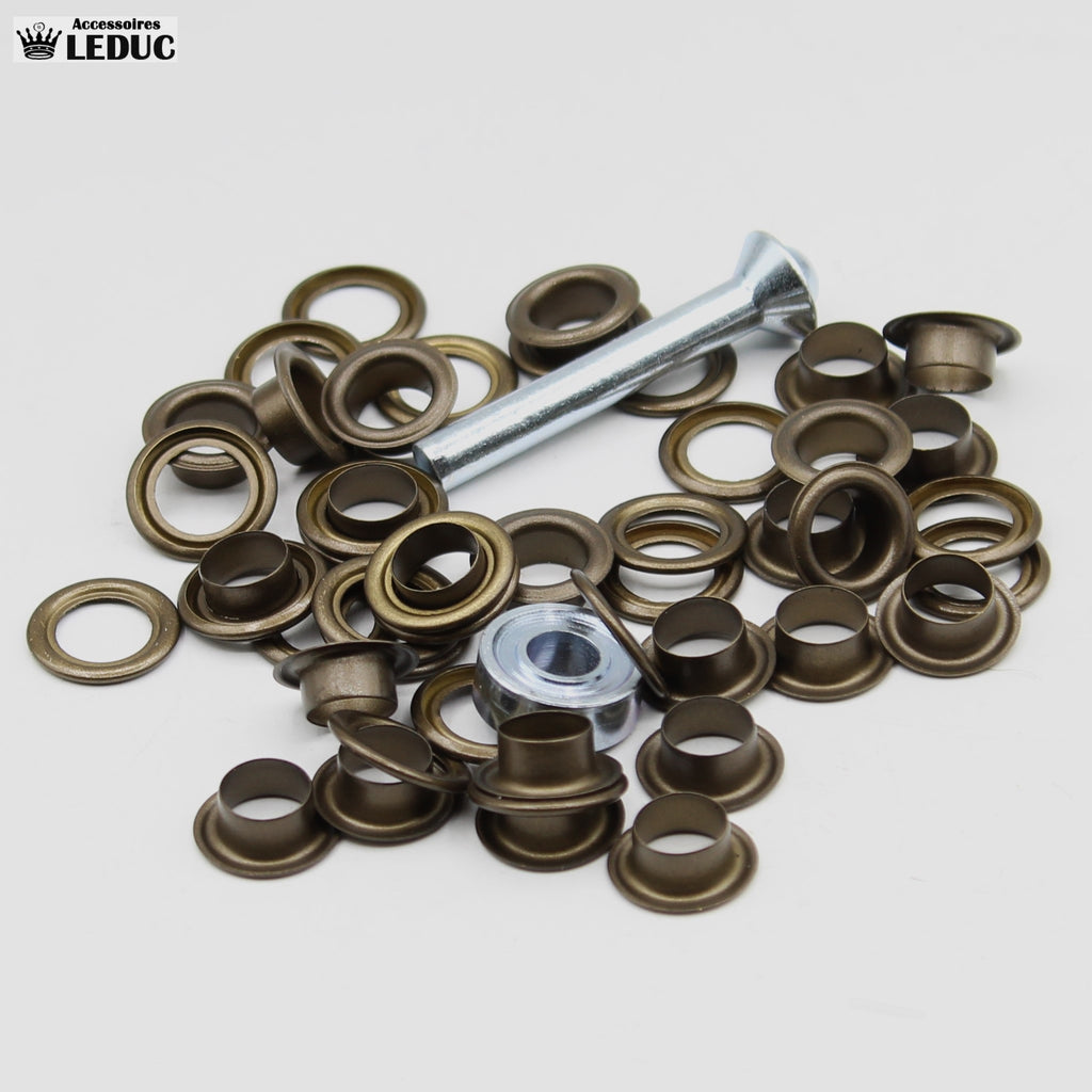 Eyelets Gold , Silver, Bronze, Gunmetal and Rust with Tool