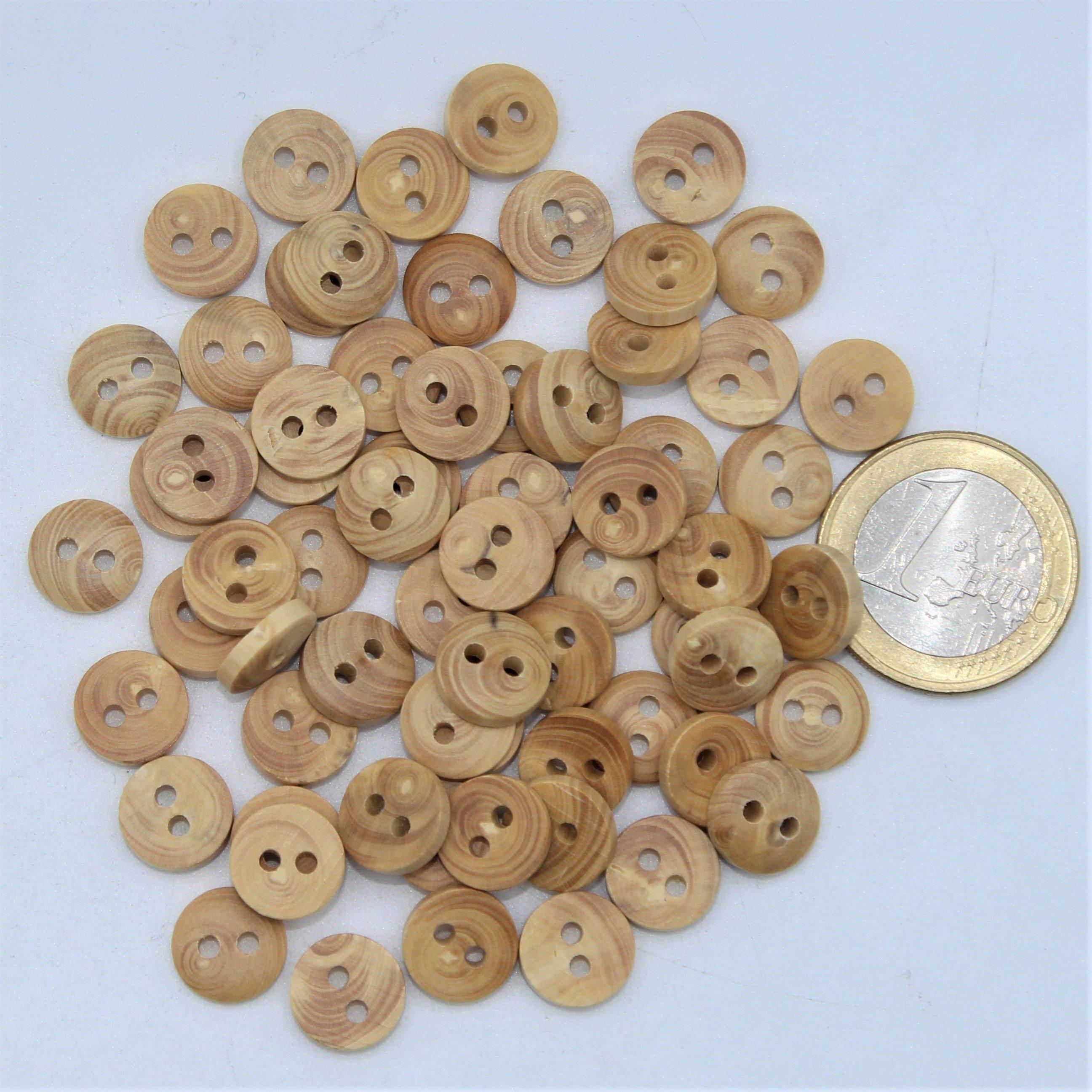 Natural Wooden Buttons 2 holes #KB24000 - ACCESSOIRES LEDUC BV