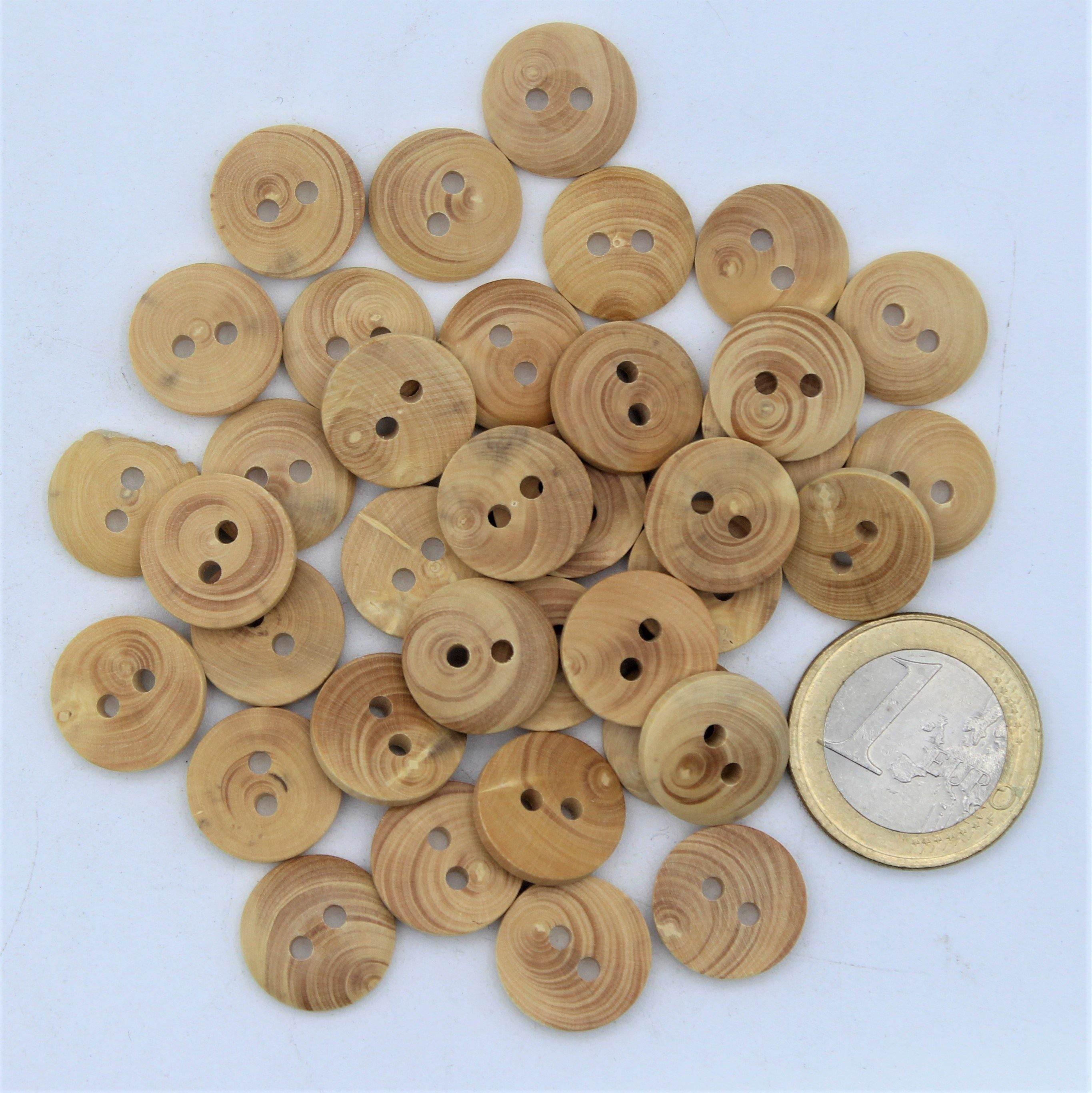 Natural Wooden Buttons 2 holes #KB24000 - ACCESSOIRES LEDUC BV