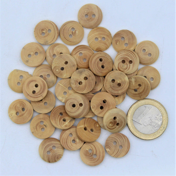 Natural Wooden Buttons 2 holes #KB24000 - ACCESSOIRES LEDUC BV