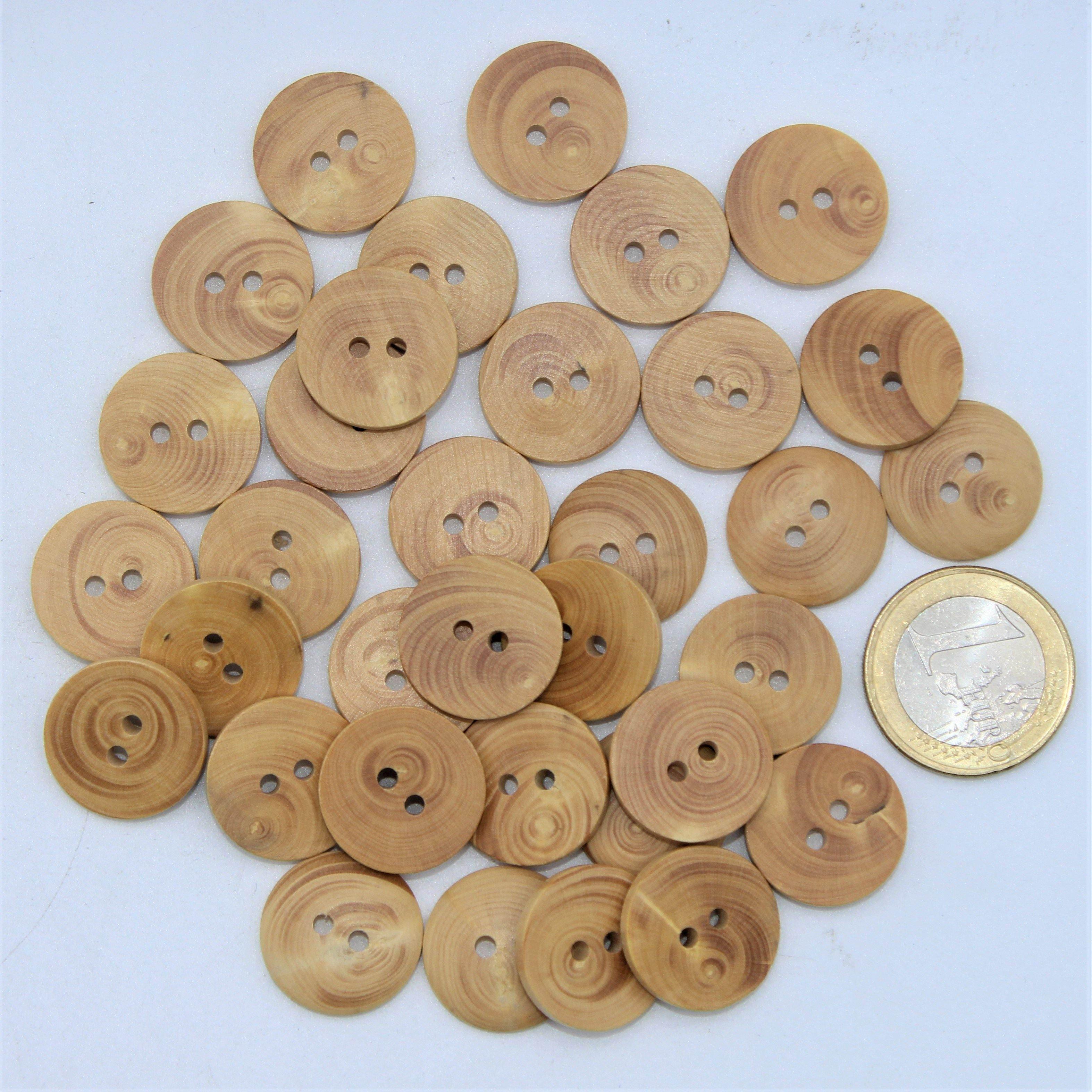 Natural Wooden Buttons 2 holes #KB24000 - ACCESSOIRES LEDUC BV