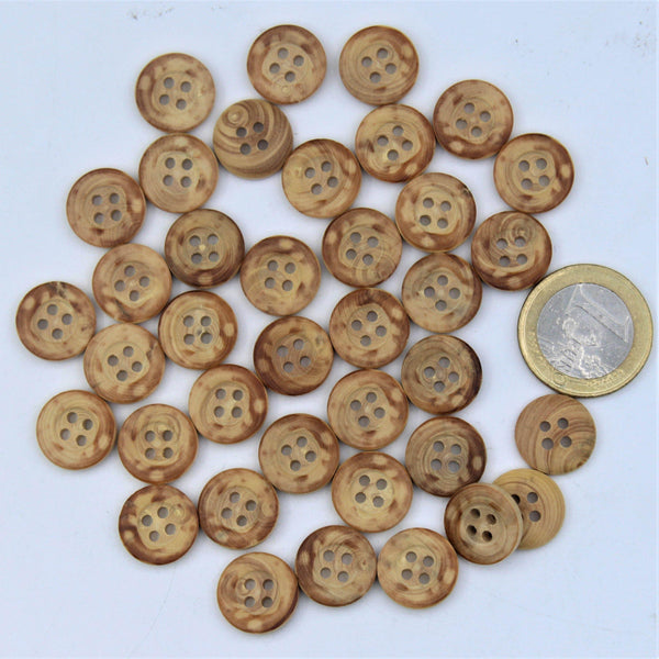 Clear Wood Button 4 holes #KB44000 - ACCESSOIRES LEDUC BV