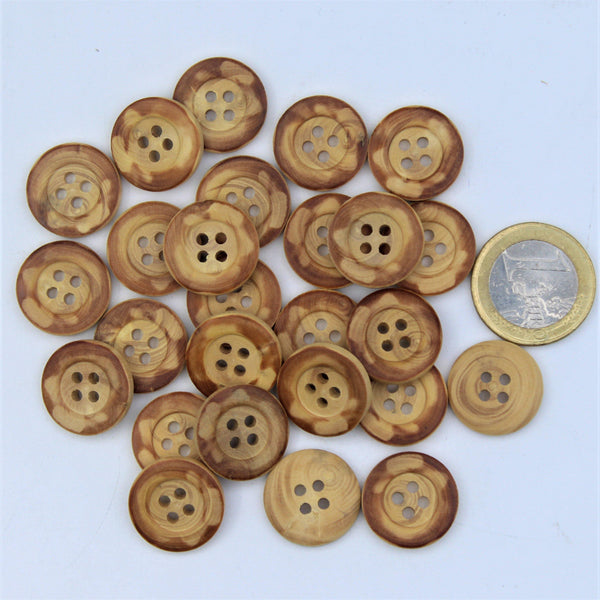 Clear Wood Button 4 holes #KB44000 - ACCESSOIRES LEDUC