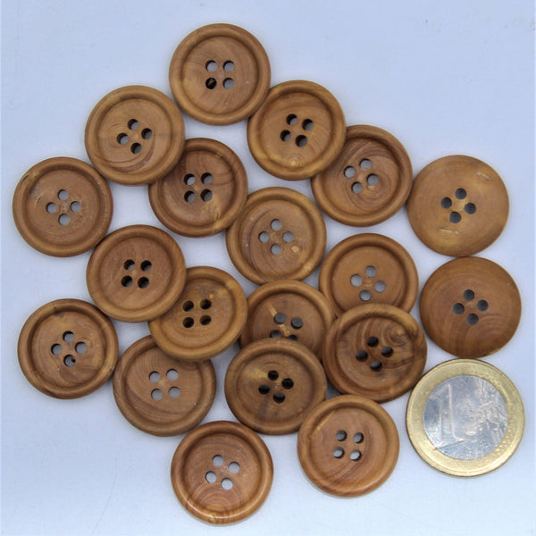 Warm Wooden Button 4 holes #KB44001 - ACCESSOIRES LEDUC