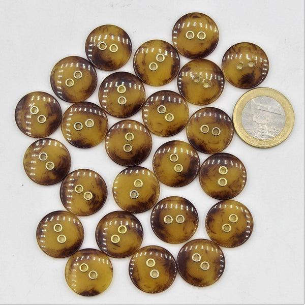 Compound Tortoiseshell Button with 2 Gold Metal Holes #KC24000 - ACCESSOIRES LEDUC BV