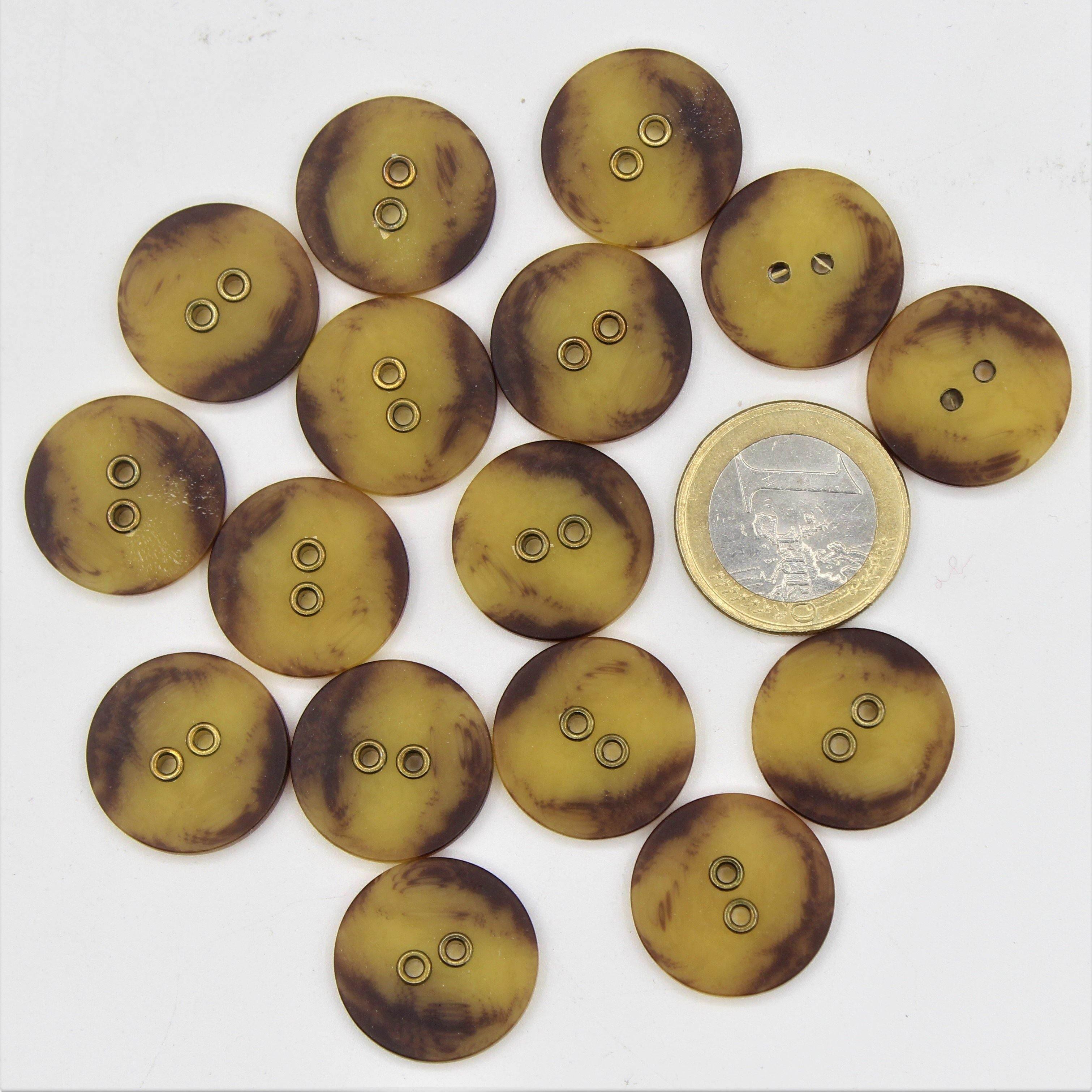 Compound Tortoiseshell Button with 2 Gold Metal Holes #KC24000 - ACCESSOIRES LEDUC BV