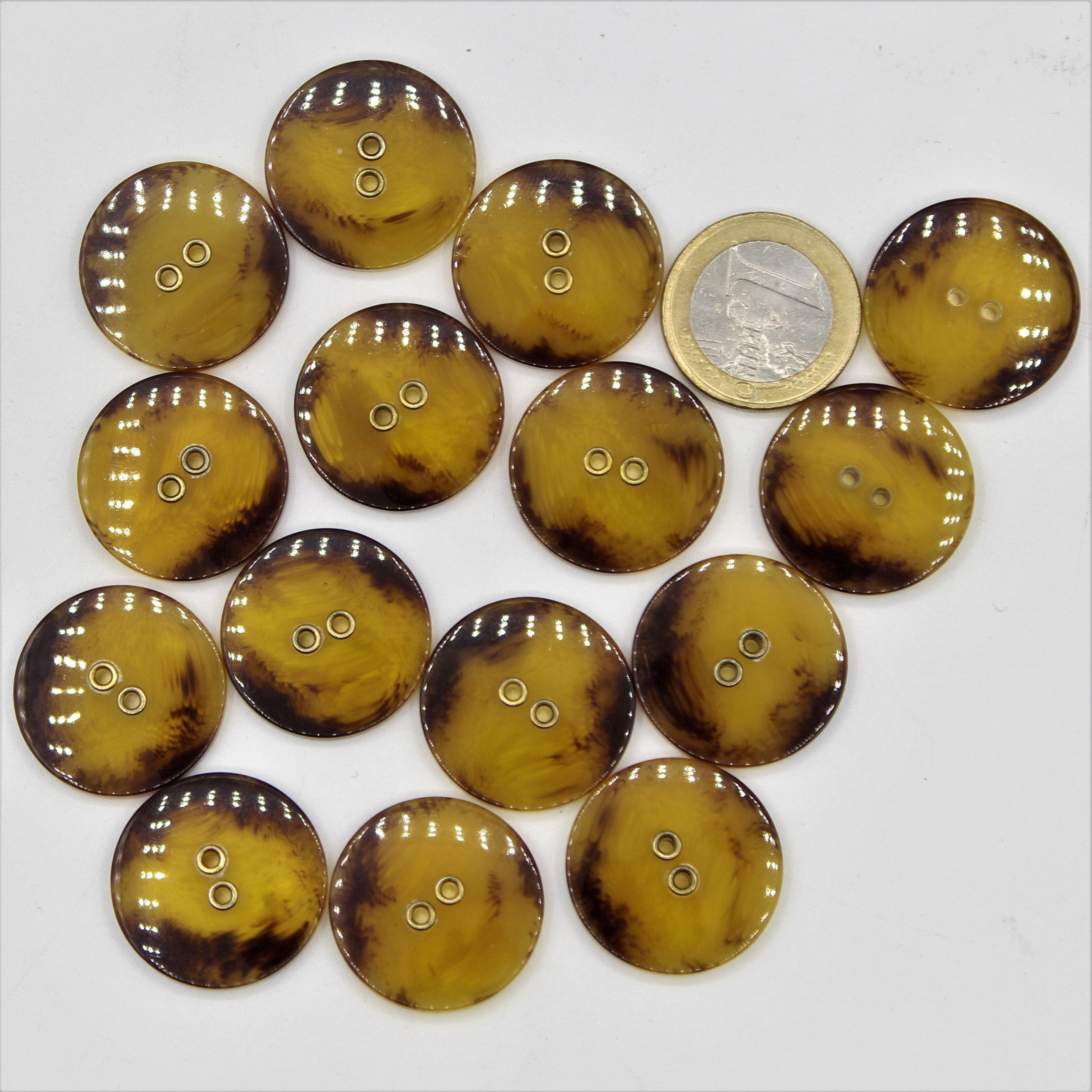 Compound Tortoiseshell Button with 2 Gold Metal Holes #KC24000 - ACCESSOIRES LEDUC