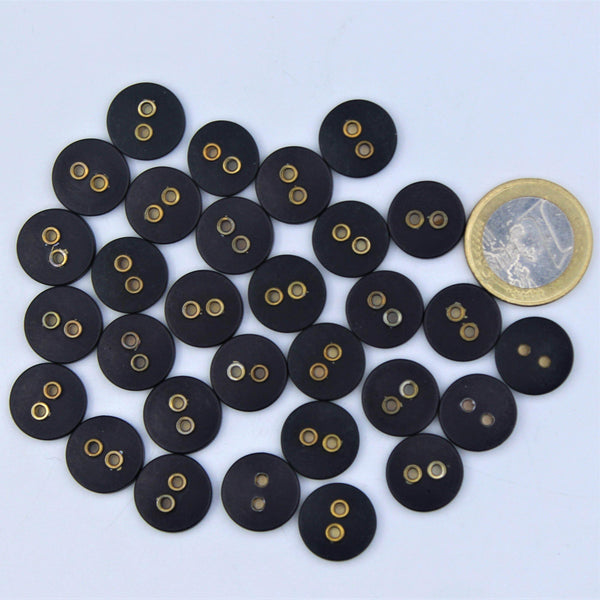 Compound Black Button with 2 Gold Metal Holes #KC24002 - ACCESSOIRES LEDUC BV