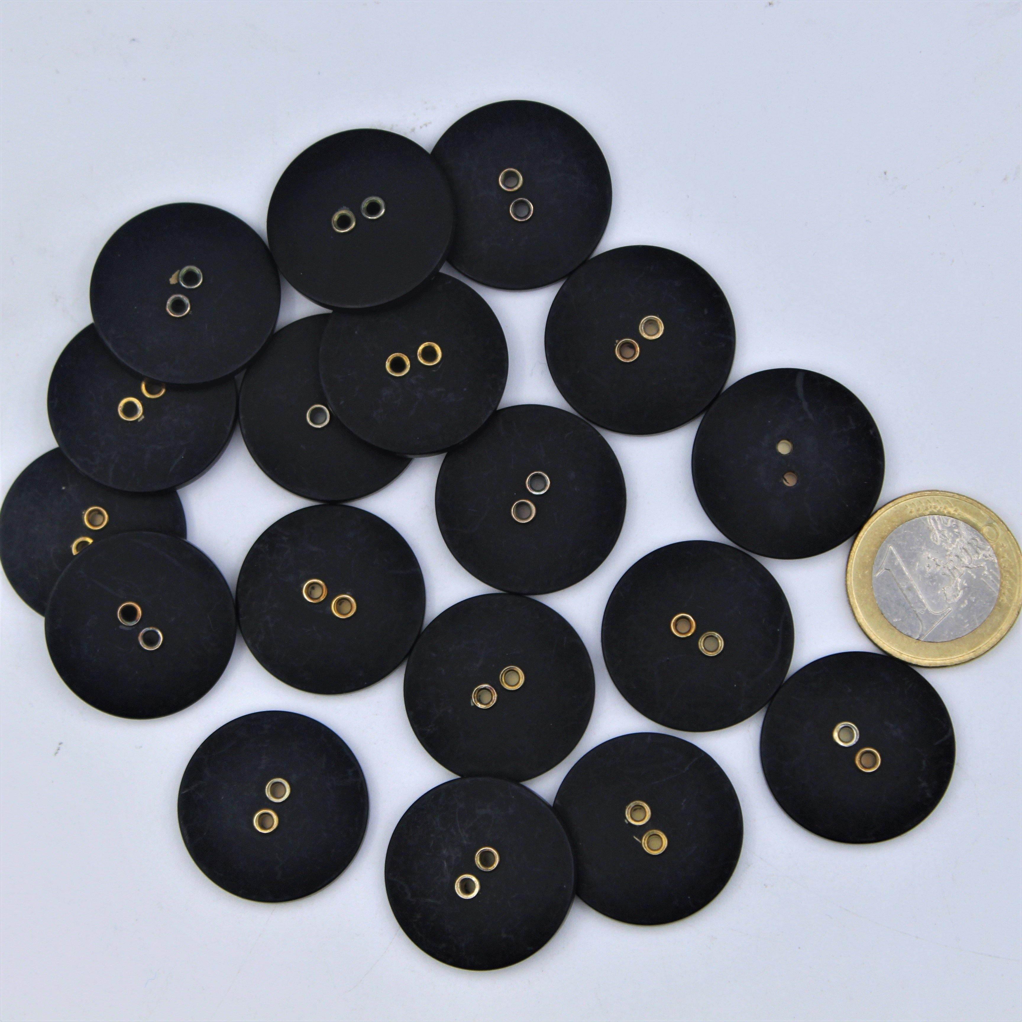 Compound Black Button with 2 Gold Metal Holes #KC24002 - ACCESSOIRES LEDUC BV