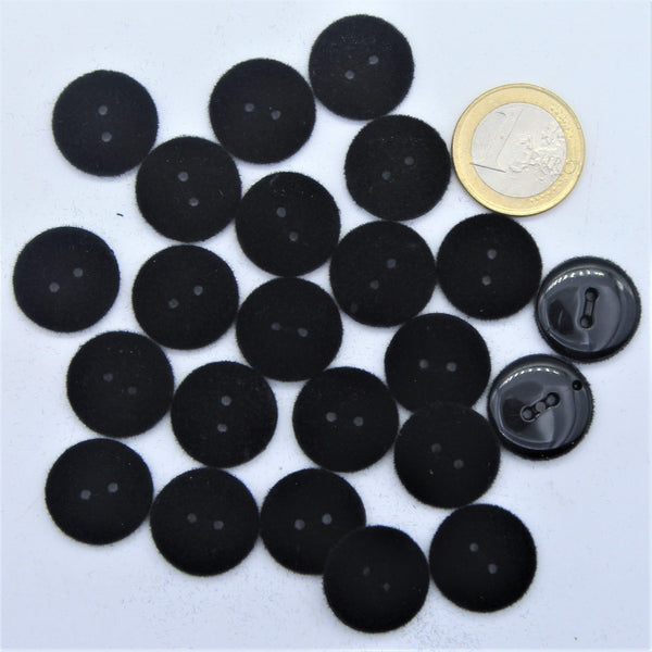 Black Velvet Nylon Button 2 holes #KN24000 - ACCESSOIRES LEDUC