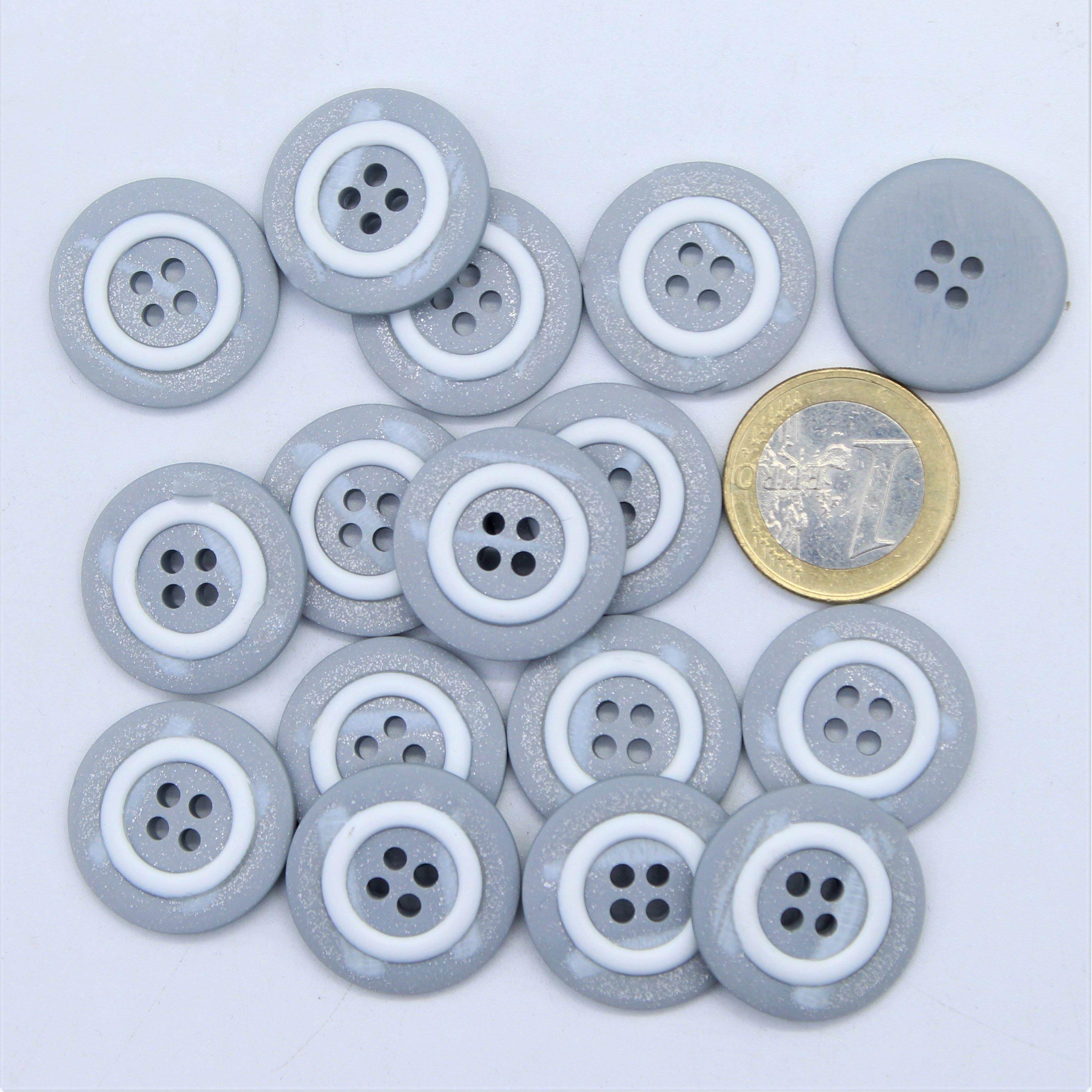 Granit Grey Button with White circle 4 holes #KC44000 - ACCESSOIRES LEDUC BV