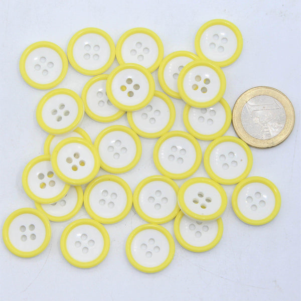 White&Yellow Compound Button 4 holes #KC44001 - ACCESSOIRES LEDUC BV