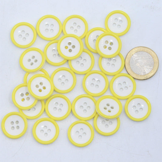 White&Yellow Compound Button 4 holes #KC44001 - ACCESSOIRES LEDUC