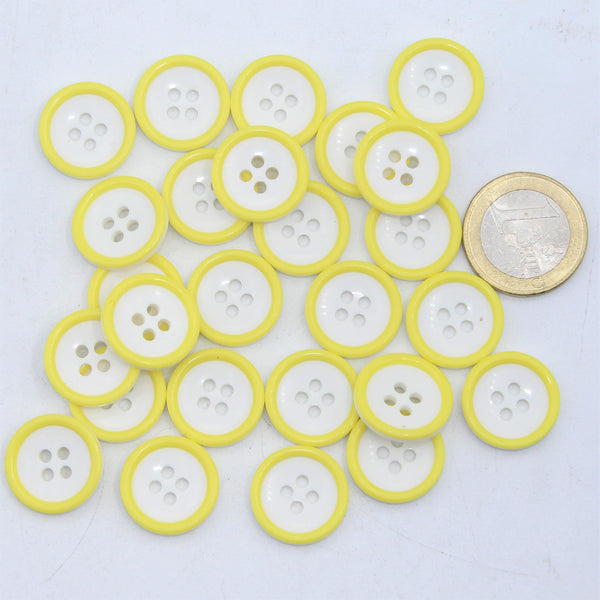 Botón compuesto blanco y amarillo 4 agujeros # KC44001 - ACCESSOIRES LEDUC