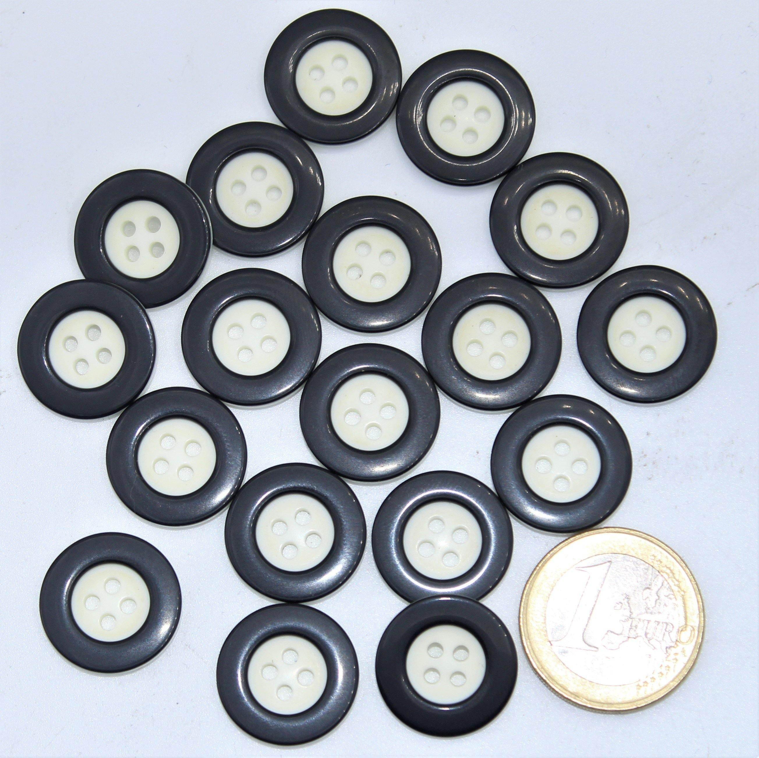 Black&White Compound Button 4 holes #KC44002 - ACCESSOIRES LEDUC BV