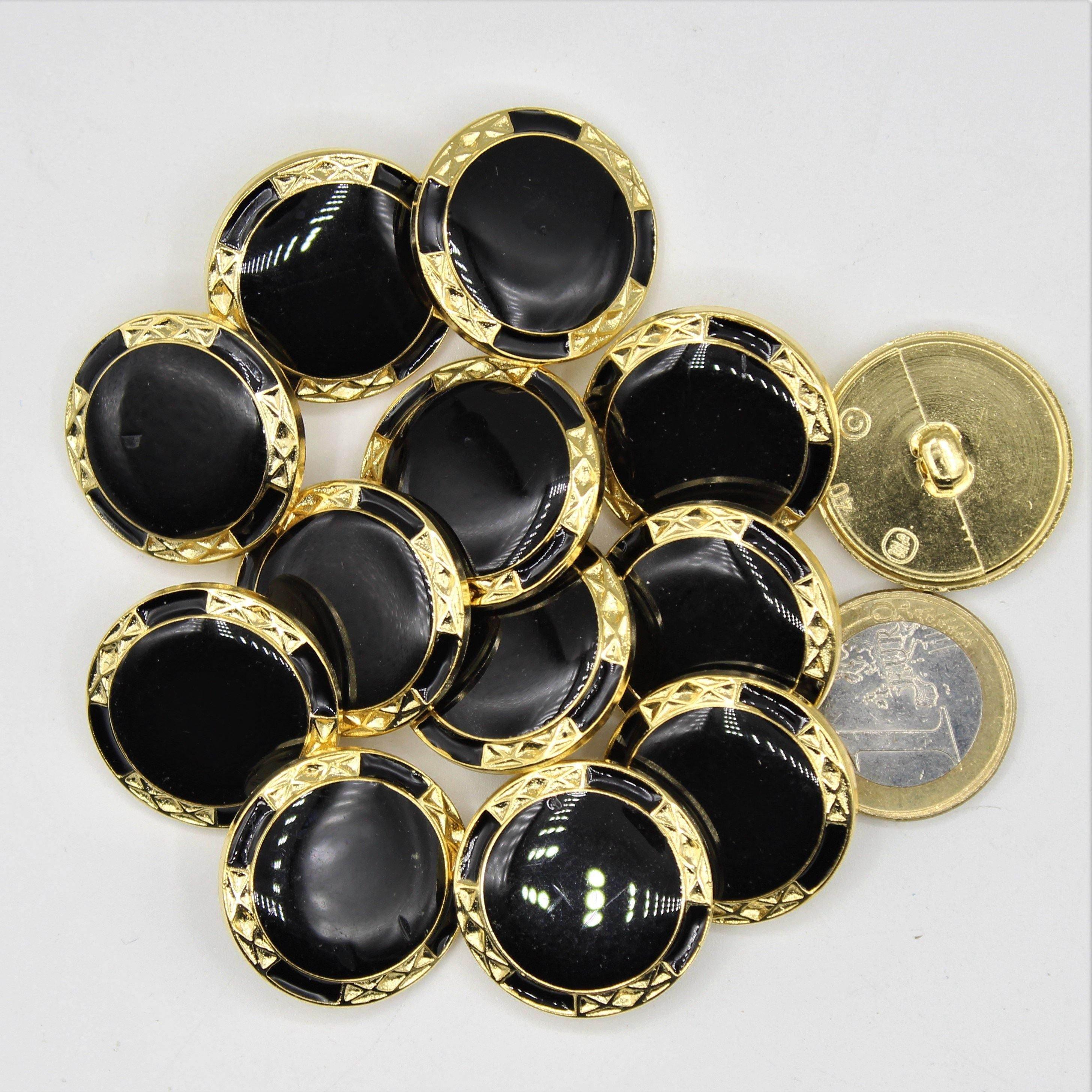 Black&Gold Circle Nylon Shank Button on Black background #KCQ4000 - ACCESSOIRES LEDUC BV