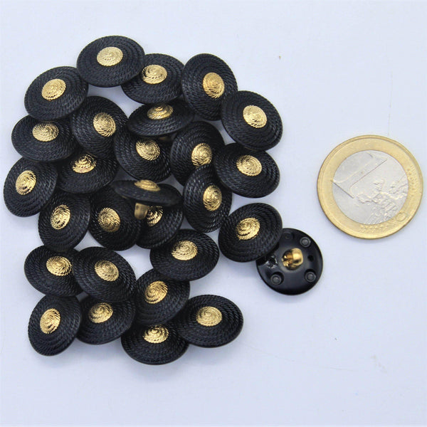 Black Shield with Gold Center Shank button #KCQ4002 - ACCESSOIRES LEDUC BV