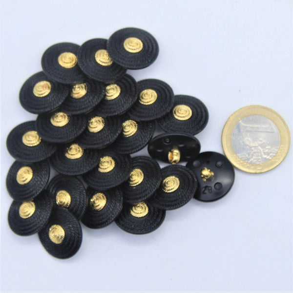 Black Shield with Gold Center Shank button #KCQ4002 - ACCESSOIRES LEDUC BV