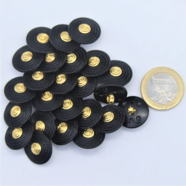 Black Shield with Gold Center   Shank button #KCQ4002 - ACCESSOIRES LEDUC