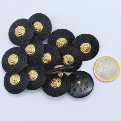 Black Shield with Gold Center   Shank button #KCQ4002 - ACCESSOIRES LEDUC