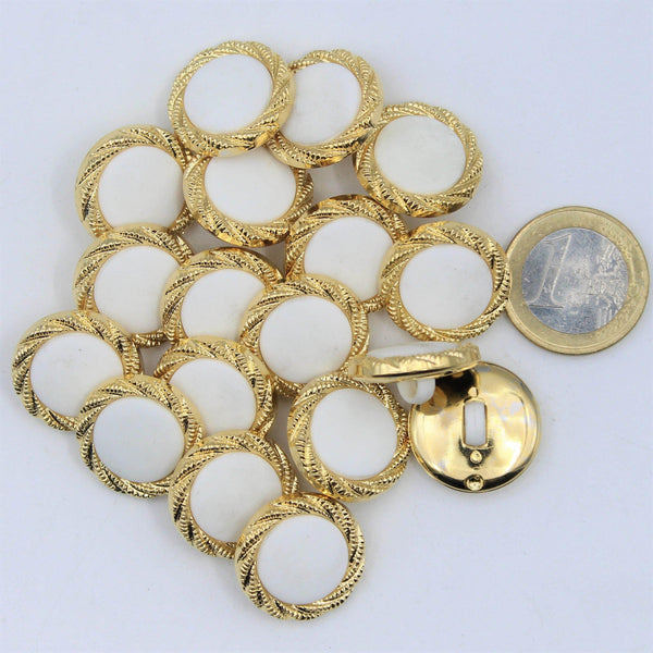 White Shank Lady Button With Gold Outline #KCQ4005 - ACCESSOIRES LEDUC BV