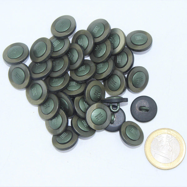 Green Camo Sān gān Compound Shank Button #KCQ4008 - ACCESSOIRES LEDUC BV