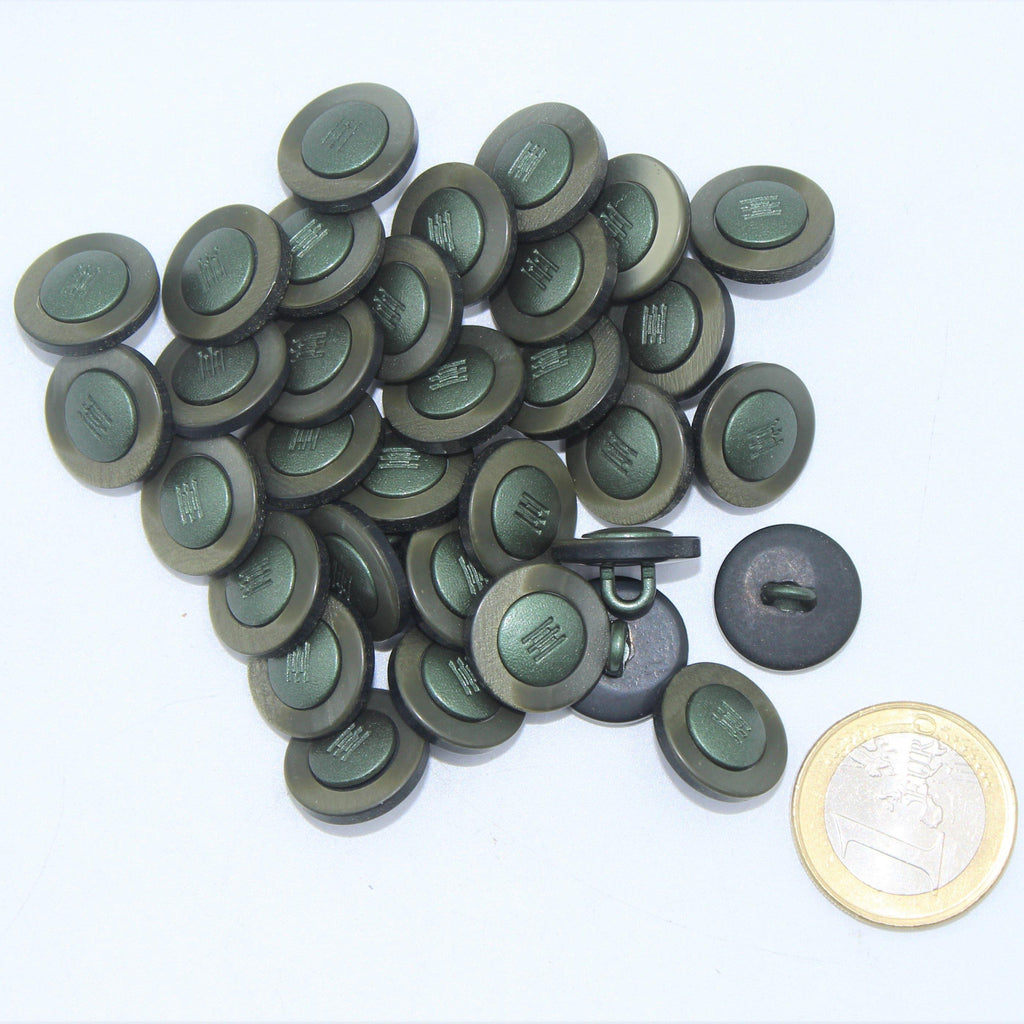 Green Camo Sān gān Compound Shank Button #KCQ4008 - ACCESSOIRES LEDUC