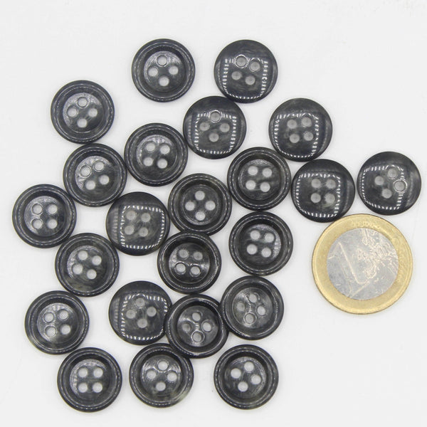 Galalith Marble Button Dark Grey #KG44003 - ACCESSOIRES LEDUC BV