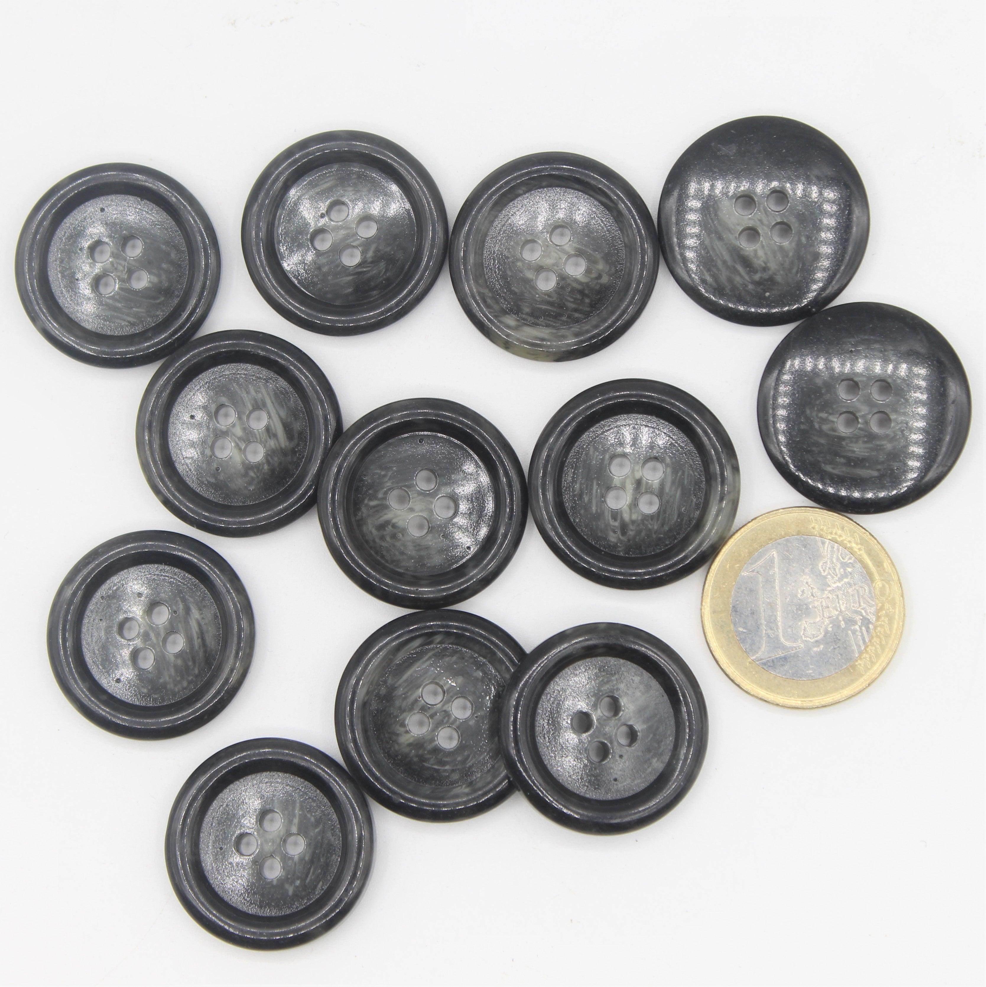 Galalith Marble Button Dark Grey #KG44003 - ACCESSOIRES LEDUC BV