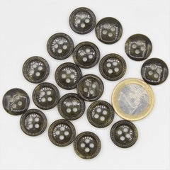 Galalith Marble Button Khaki #KG44004 - ACCESSOIRES LEDUC