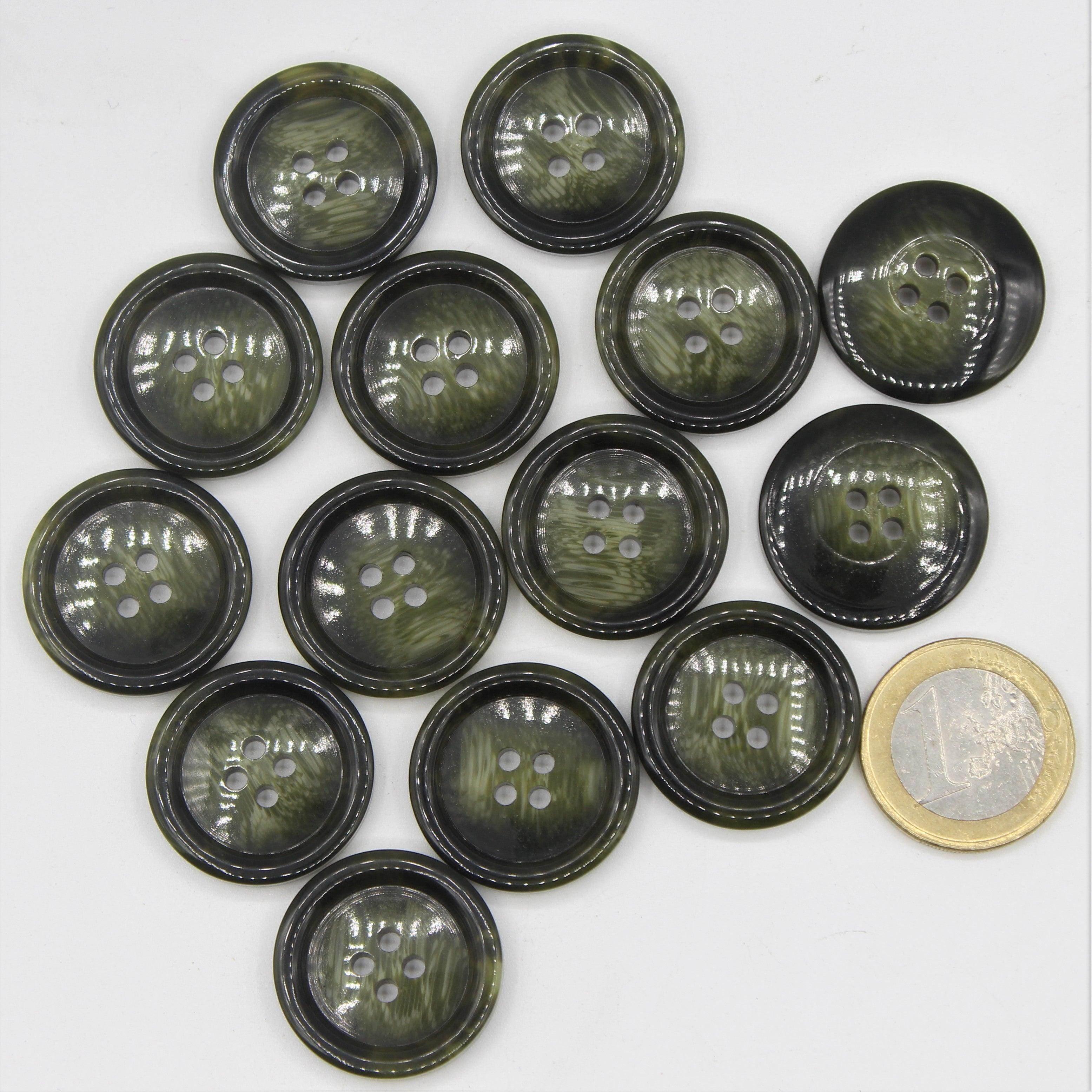 Galalith Marble Button Khaki #KG44004 - ACCESSOIRES LEDUC BV