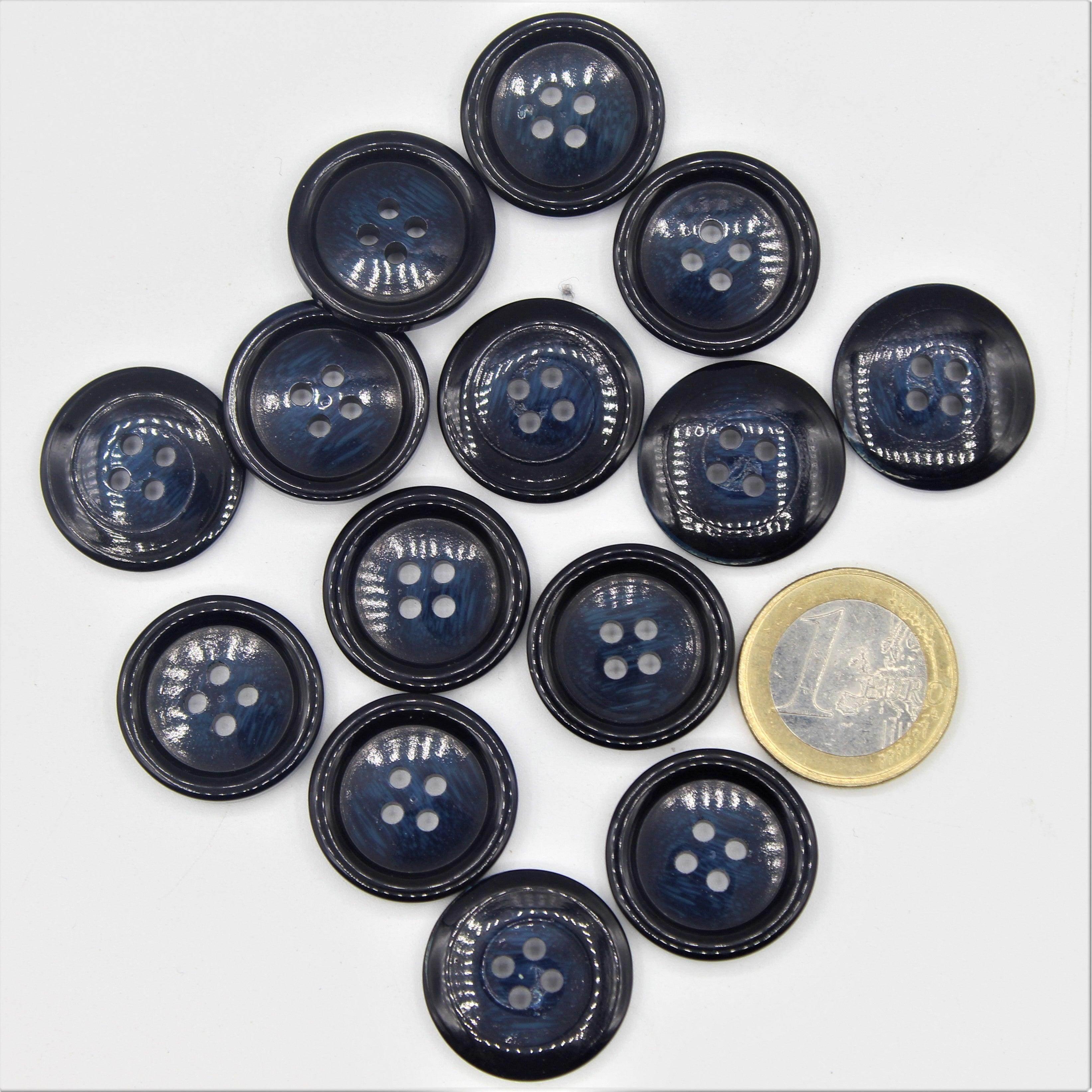 Galalith Marble Button Navy #KG44005 - ACCESSOIRES LEDUC BV