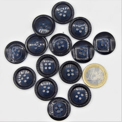 Galalith Marble Button Navy #KG44005 - ACCESSOIRES LEDUC
