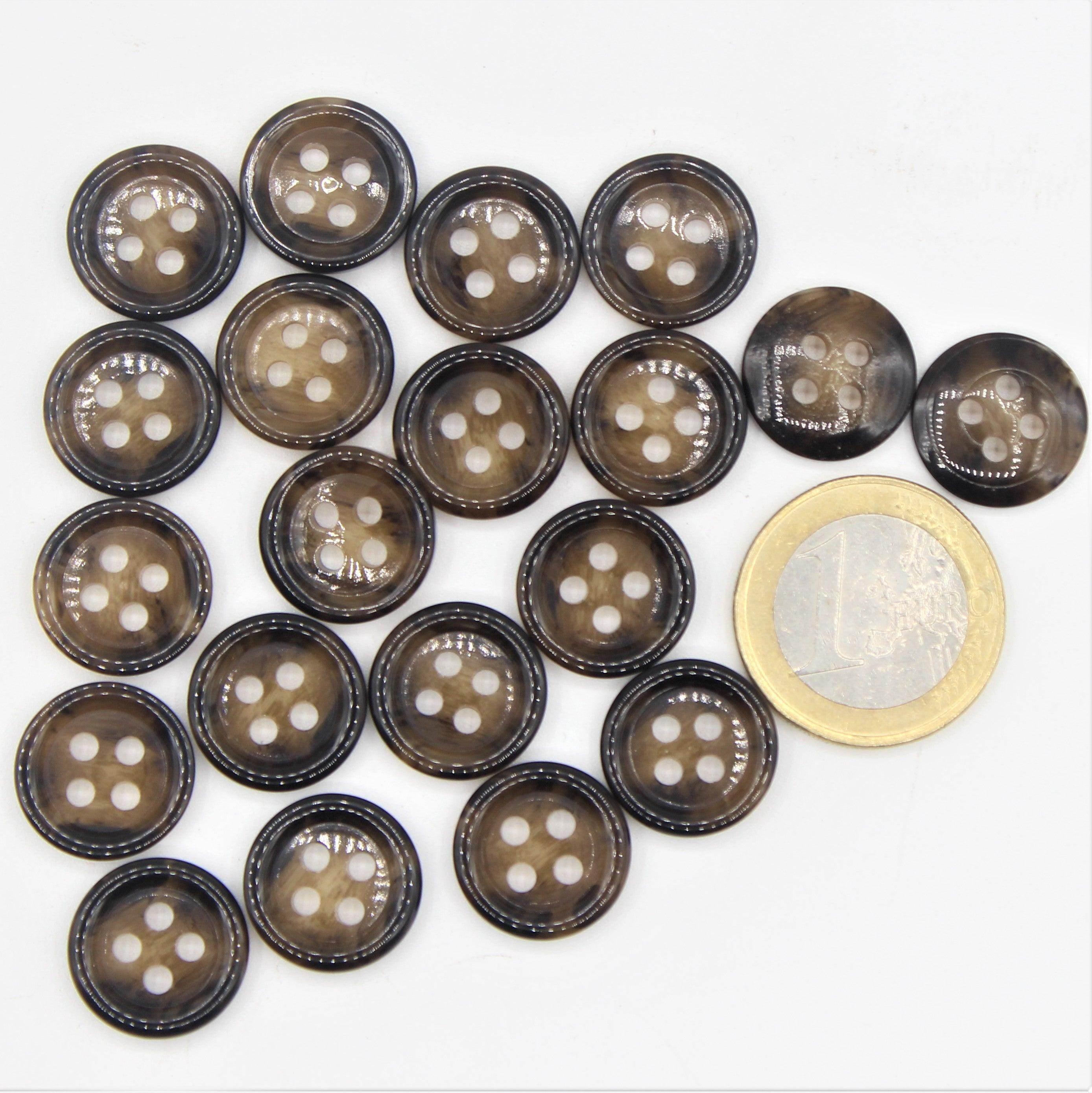 Galalith Marble Button Brown #KG44006 - ACCESSOIRES LEDUC BV