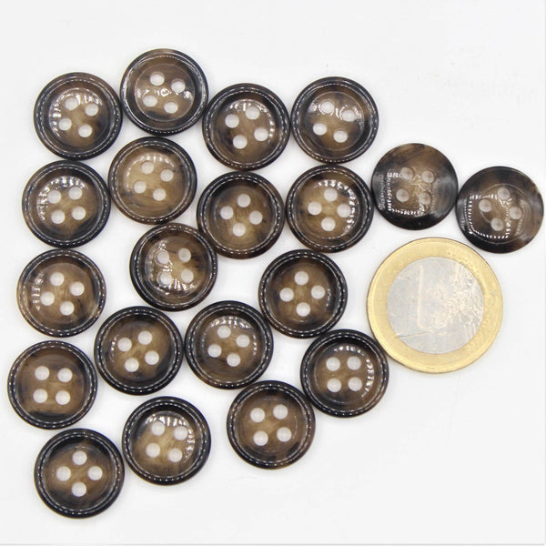 Galalith Marble Button Brown #KG44006 - ACCESSOIRES LEDUC BV