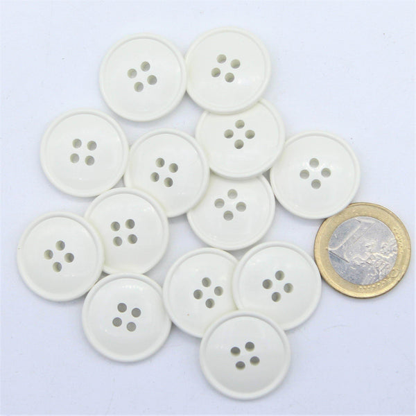 Galalith Classic White Blazer Button #KG44007 - ACCESSOIRES LEDUC BV