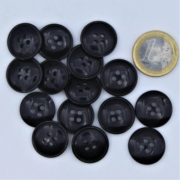 Galalith Classic Black Blazer Button#KG44008 - ACCESSOIRES LEDUC BV