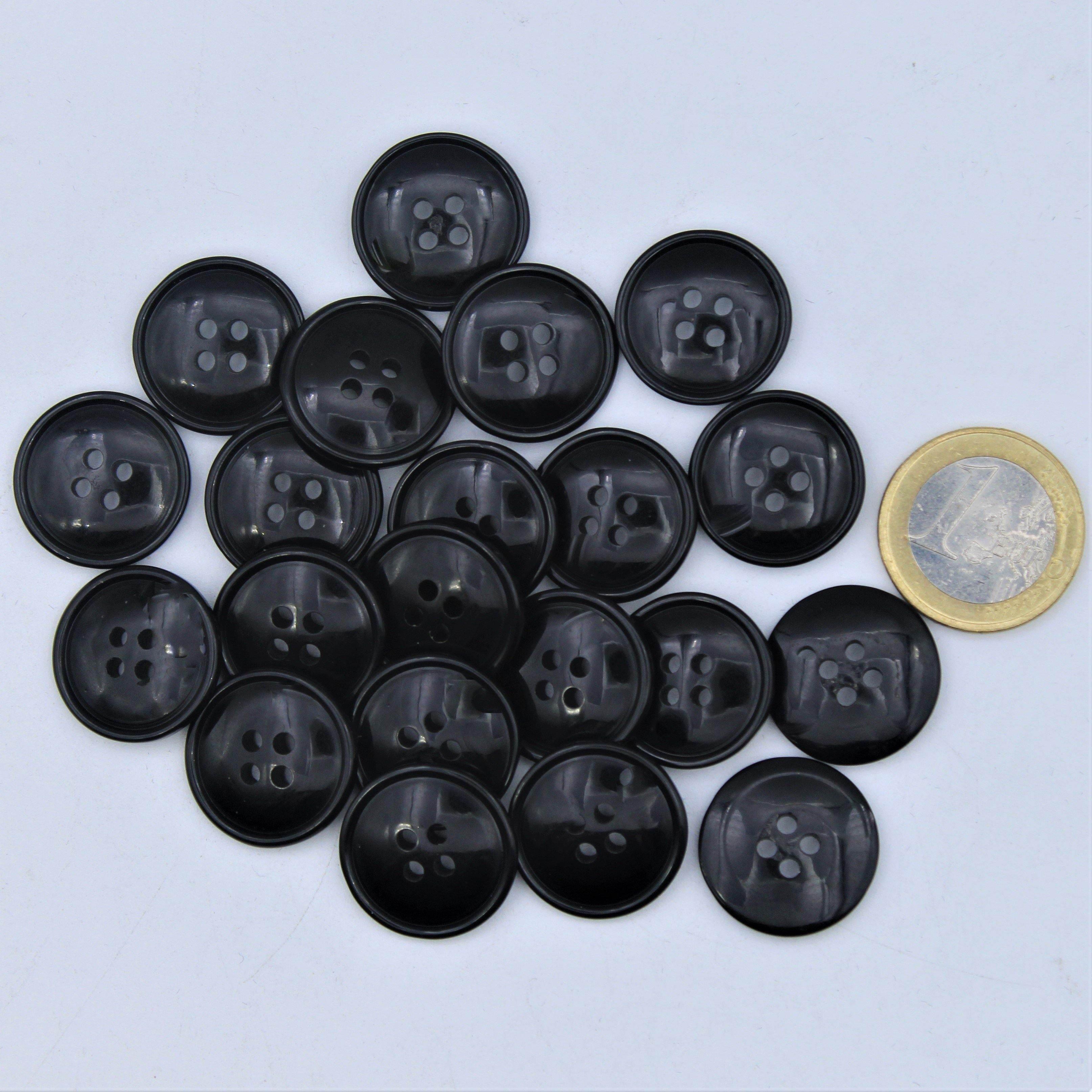Galalith Classic Black Blazer Button#KG44008 - ACCESSOIRES LEDUC BV