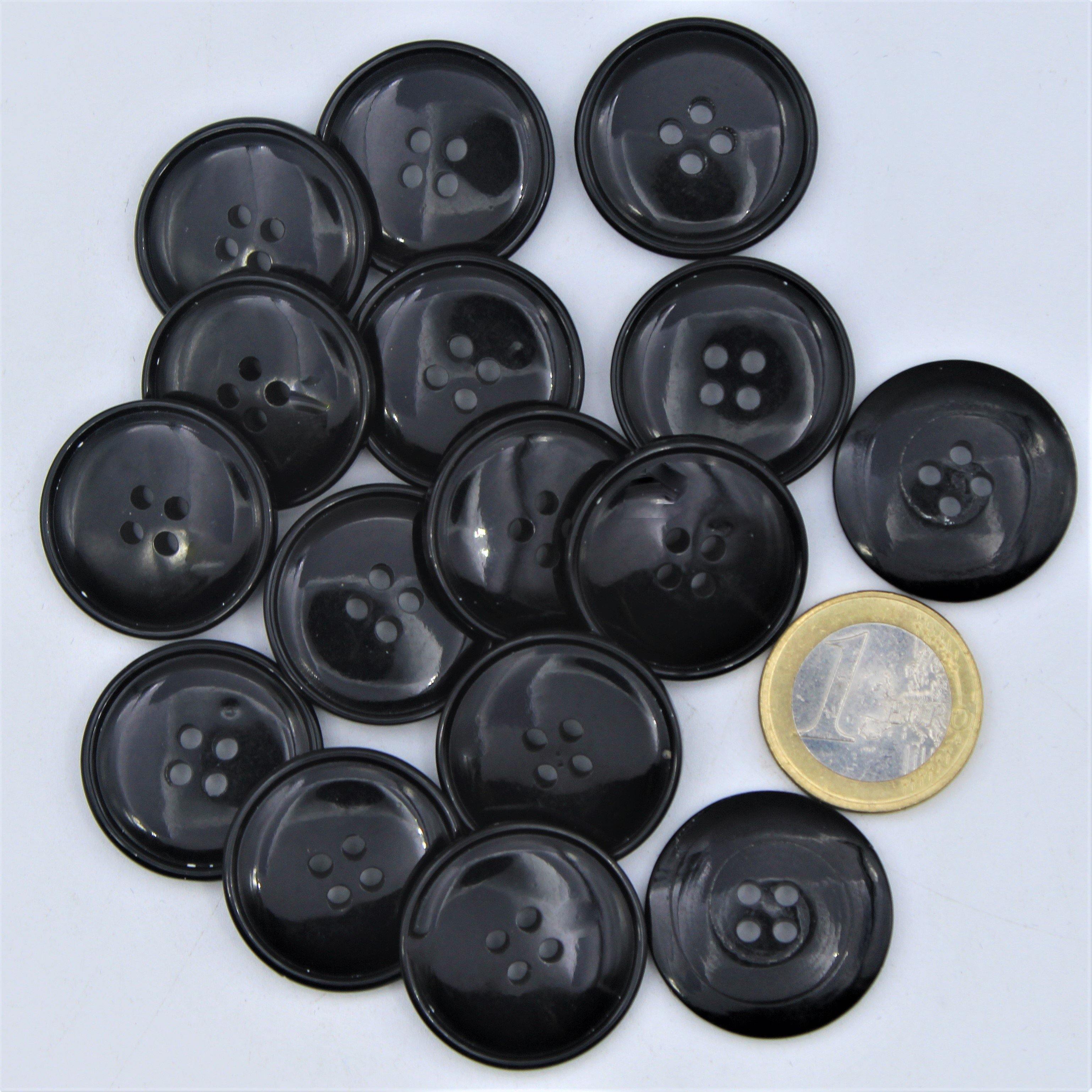 Galalith Classic Black Blazer Button#KG44008 - ACCESSOIRES LEDUC