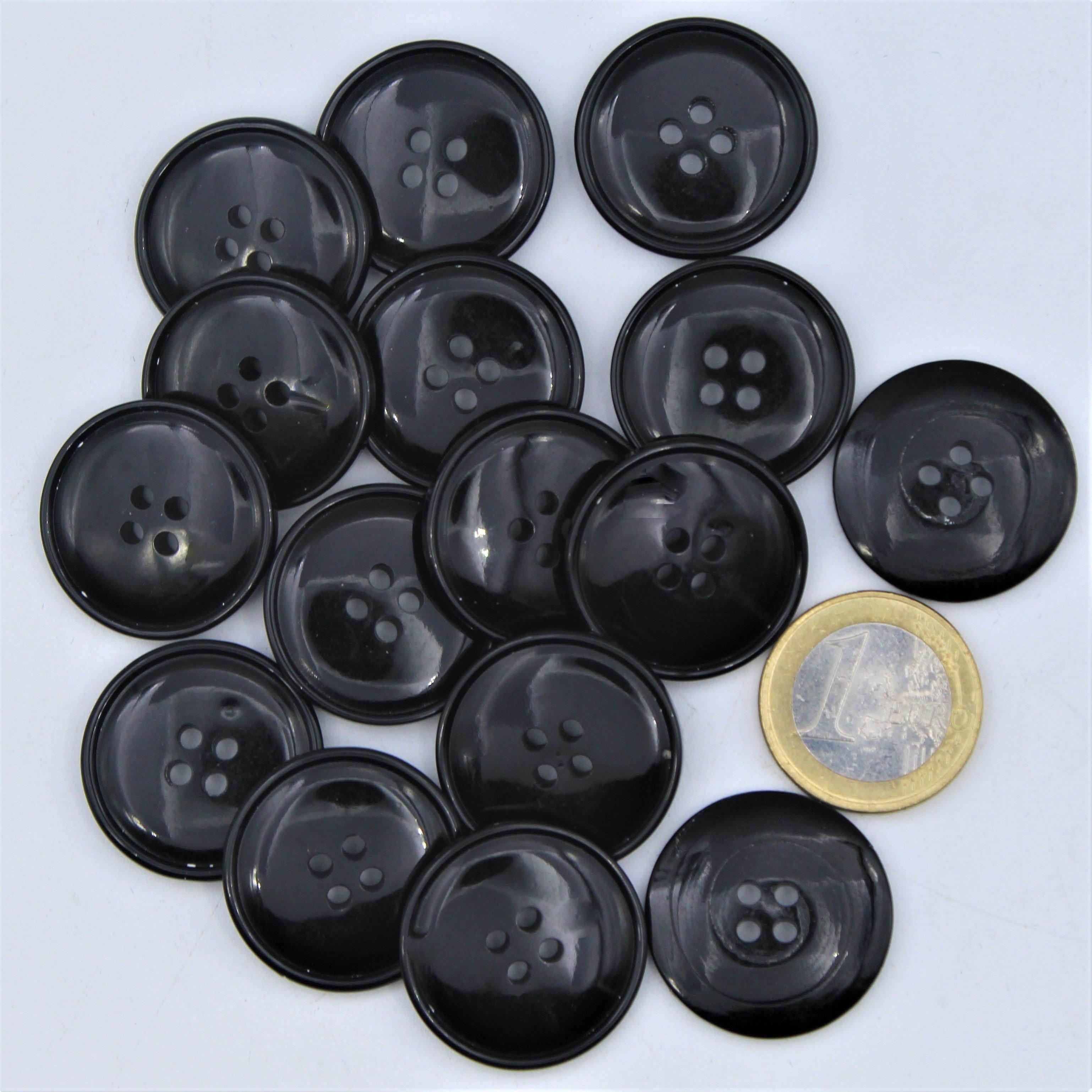 Galalith Classic Black Blazer Button#KG44008 - ACCESSOIRES LEDUC BV