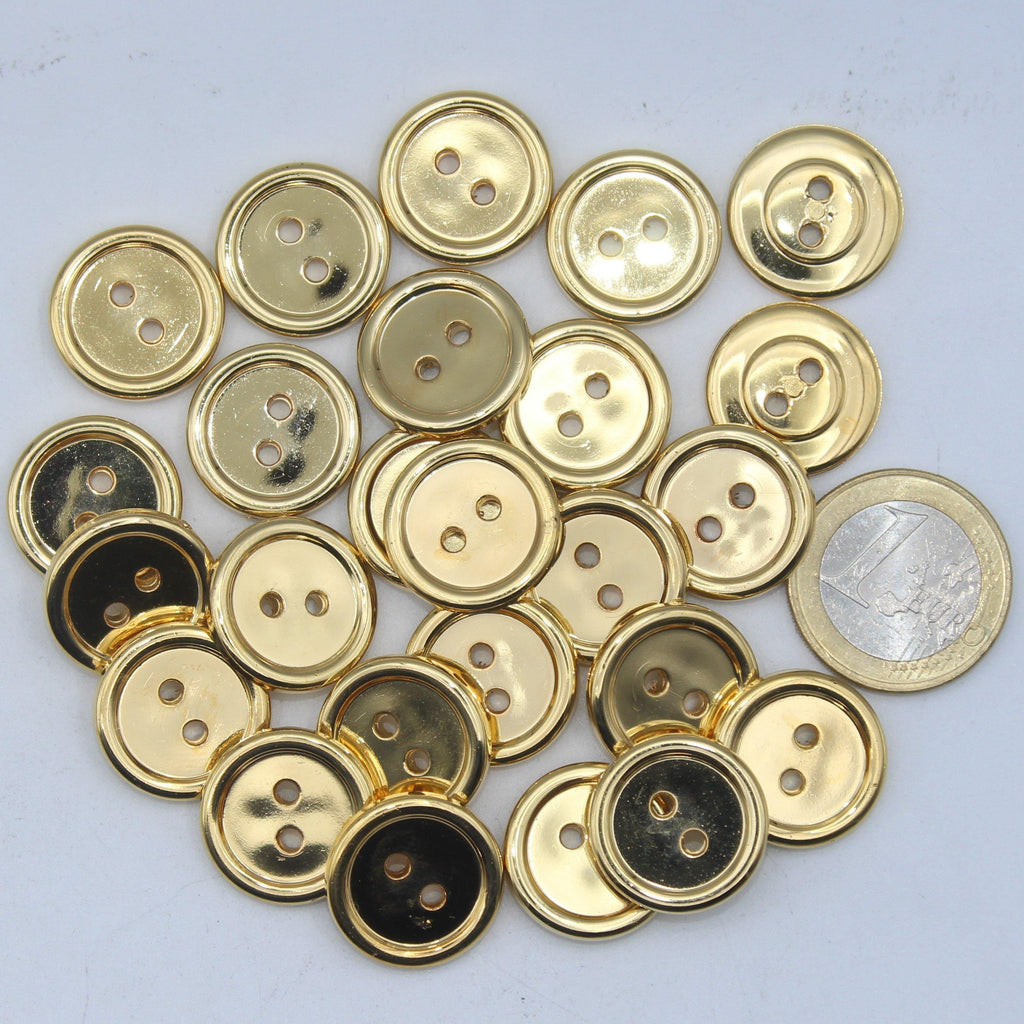 Klassieke goudkleurige metalen knop met 2 gaten #KM2002 - ACCESSOIRES LEDUC