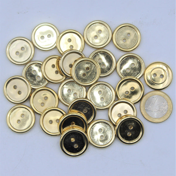 Klassieke goudkleurige metalen knop met 2 gaten #KM2002 - ACCESSOIRES LEDUC